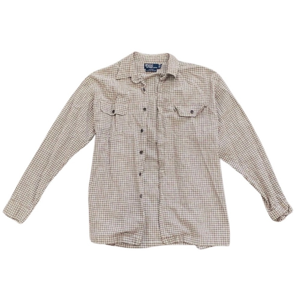 Polo by Ralph Lauren Hulton Button Down Shirt in Brown, Size L​​​​​​​​​